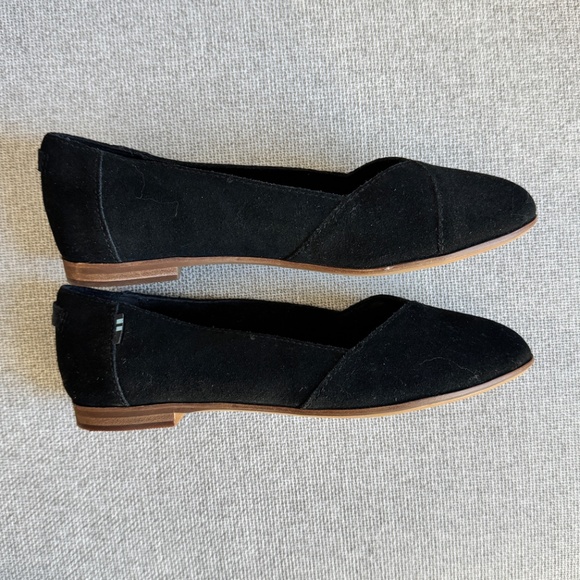 TOMS Women's 5.5 Jutti Neat Ballet Flats Casual Slip On Black Suede - Picture 6 of 9